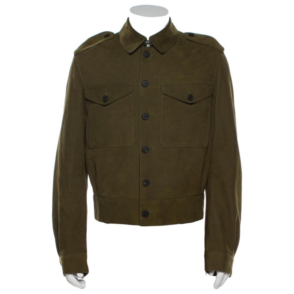 Burberry Prorsum Spring 2015 Olive Suede Jacket